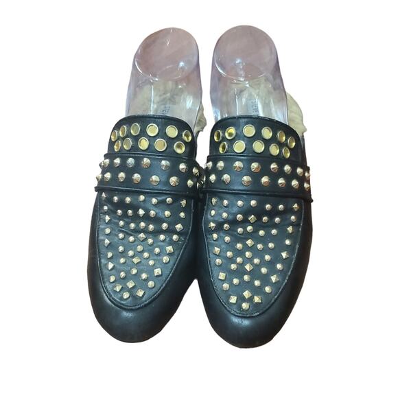 Steve Madden Jordan Studded Black Fur Lined Mule Flats Women's Size 8 Leather - Picture 6 of 16